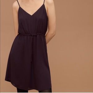 NWT Babaton 💯 silk purple vneck strappy dress S